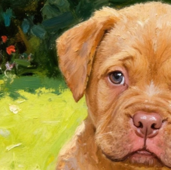 Pet Portrait Giclee Print Poldo Dog Garden  M003