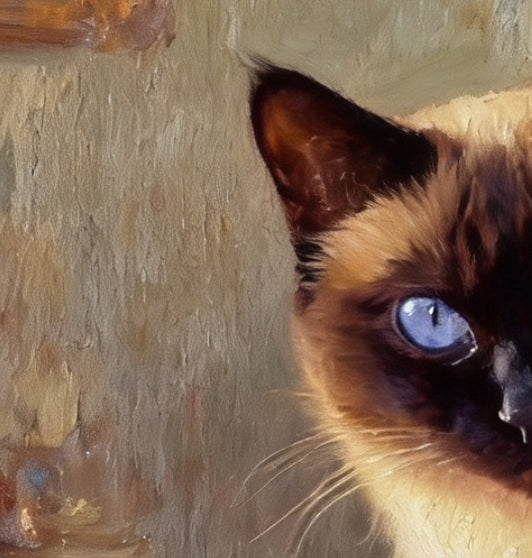 Pet Portrait Giclee Print  Siamese Cat Rose M004