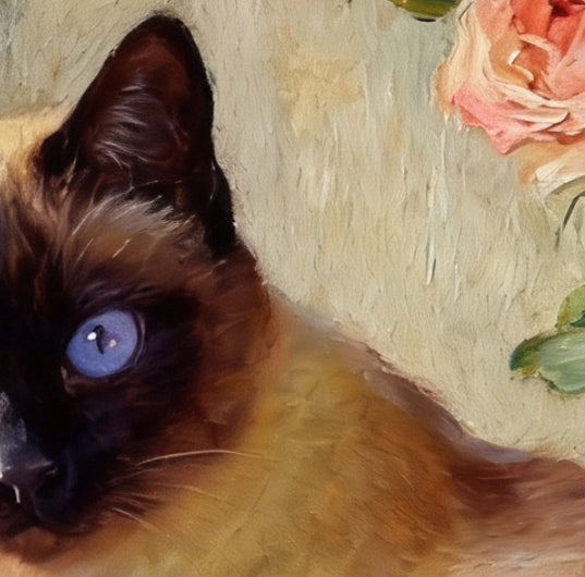 Pet Portrait Giclee Print  Siamese Cat Rose M004