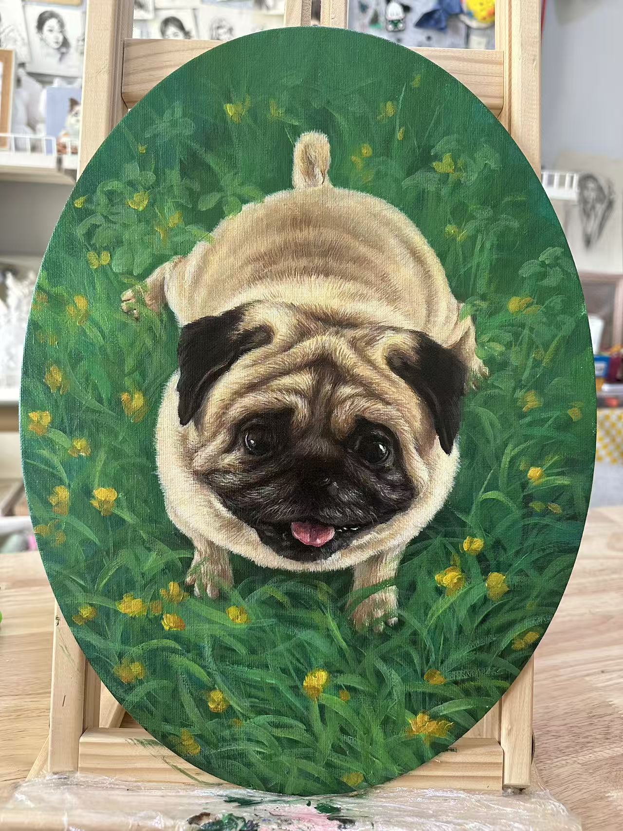 Hand-painting Pet Portrait Dog T006