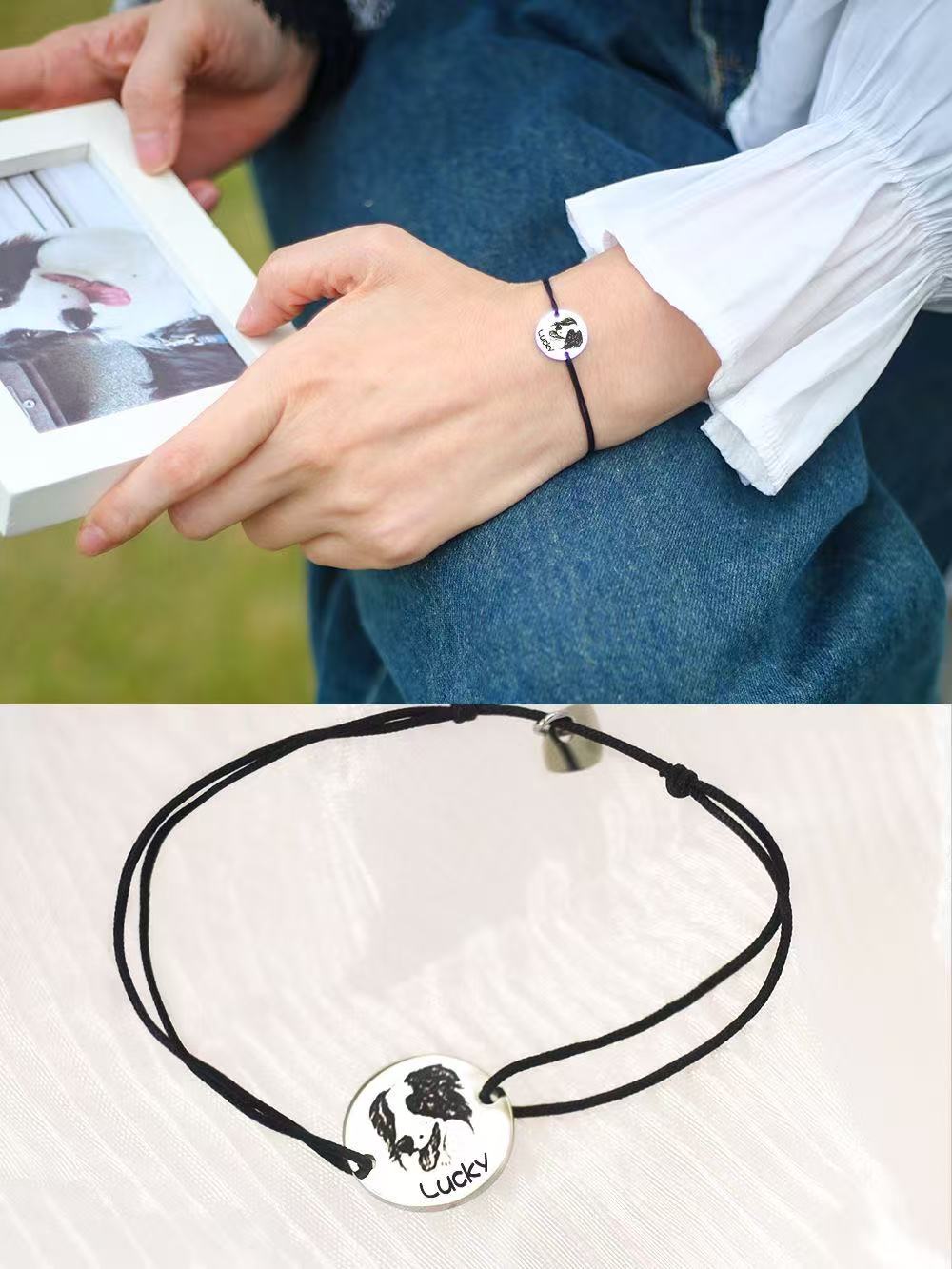 Pet Portrait Braided Rope Bracelet