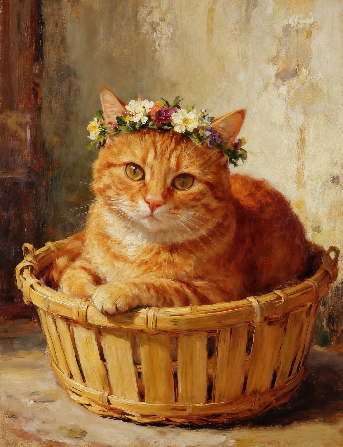 Pet Portrait Giclee Print Flower Cat M002