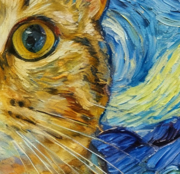 Pet Portrait Giclee Print Tiger-striped Cat Starry Night M005
